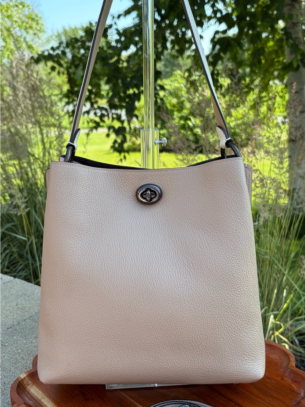 Coach Charlie Bucket Bag Tote Colorblock Pebble Leather Like New - Picture 14 of 17